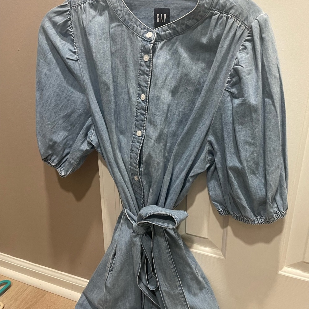 GAP Light Blue Denim Button-Up Dress